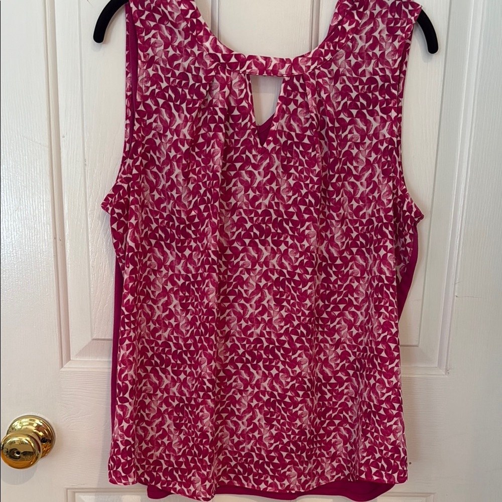 Pink Sleeveless Blouse with Keyhole Detail